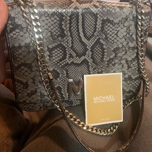 EUC Michael Kors snakeskin Mott chain bag